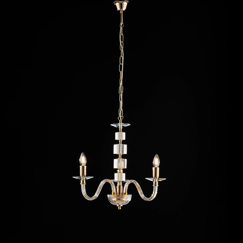 Lampadario oro vetro trasparente 50x43 cm