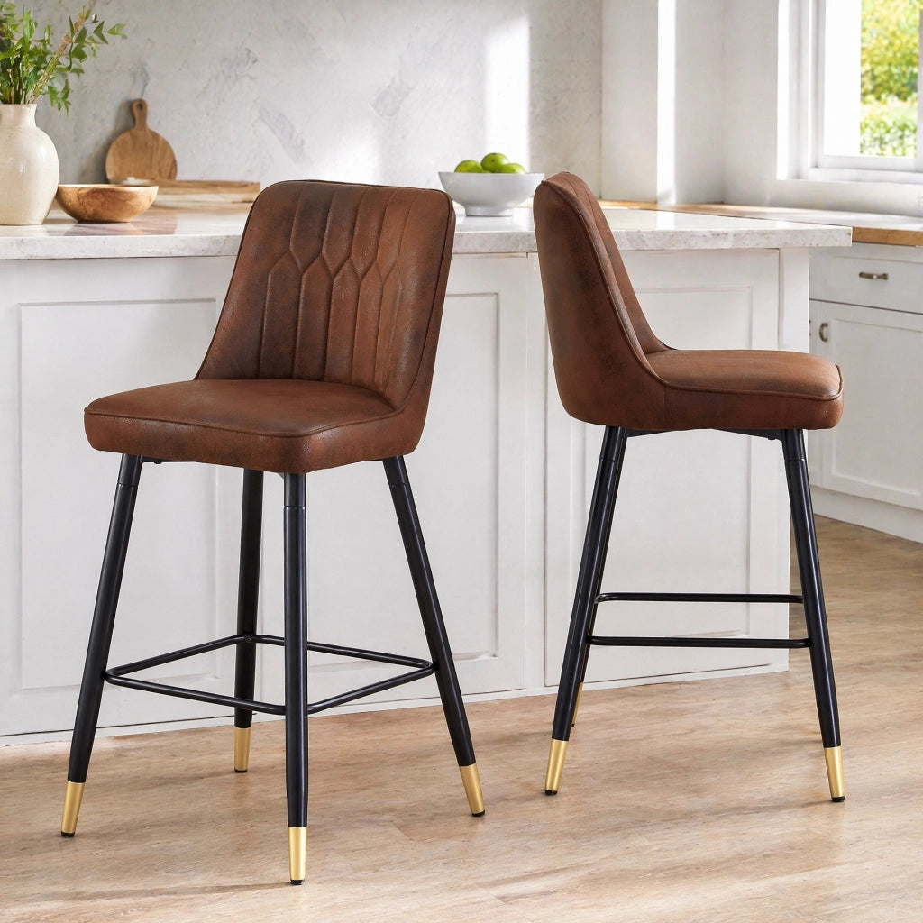 SEDIA ALTA Set da 2 pezzi 100 cm Tessuto marrone e metallo nero