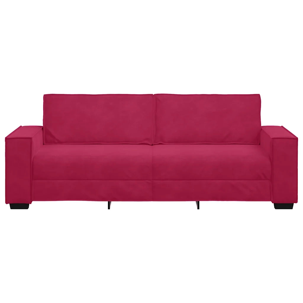 Divano a 3 Posti Rosso Vino 220x78x84 cm in Velluto 4105034