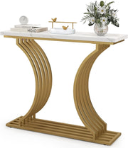 Tavolo Ingresso Marmo Sintetico 100 cm, Mensola, Kit Antiribaltamento, Cuscinetti Gambe Regolabili, Telaio Metallo, Stretto, Corridor Soggiorno,100x29,5x81 cm