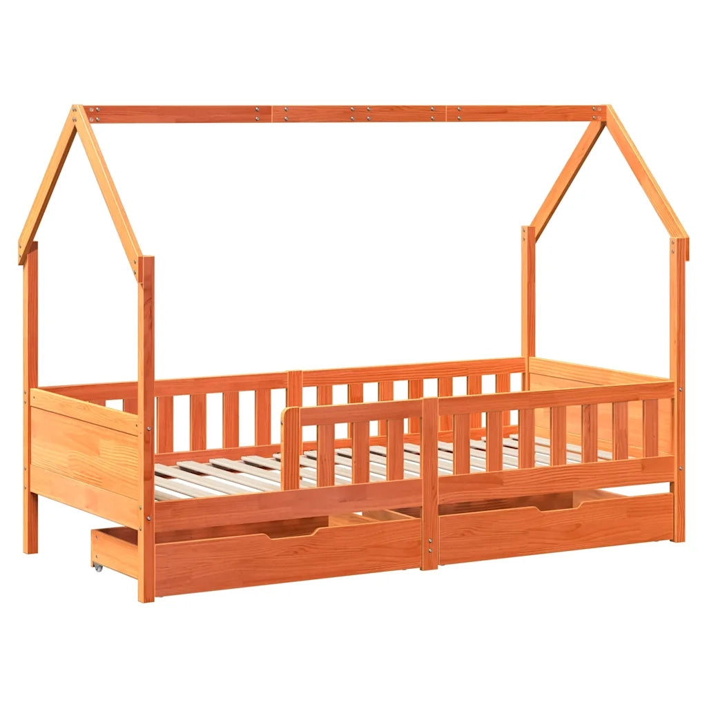 Giroletto Bambini | Letto Infantile | Lettino con Cassetti 90x200 cm Legno Massello di Pino