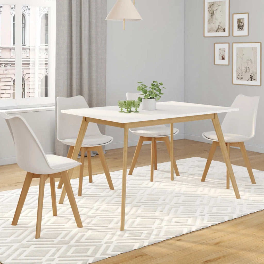 IDMarket - Tavolo rettangolare allungabile scandinavo per 4-8 persone INGA, bianco 110-150 cm