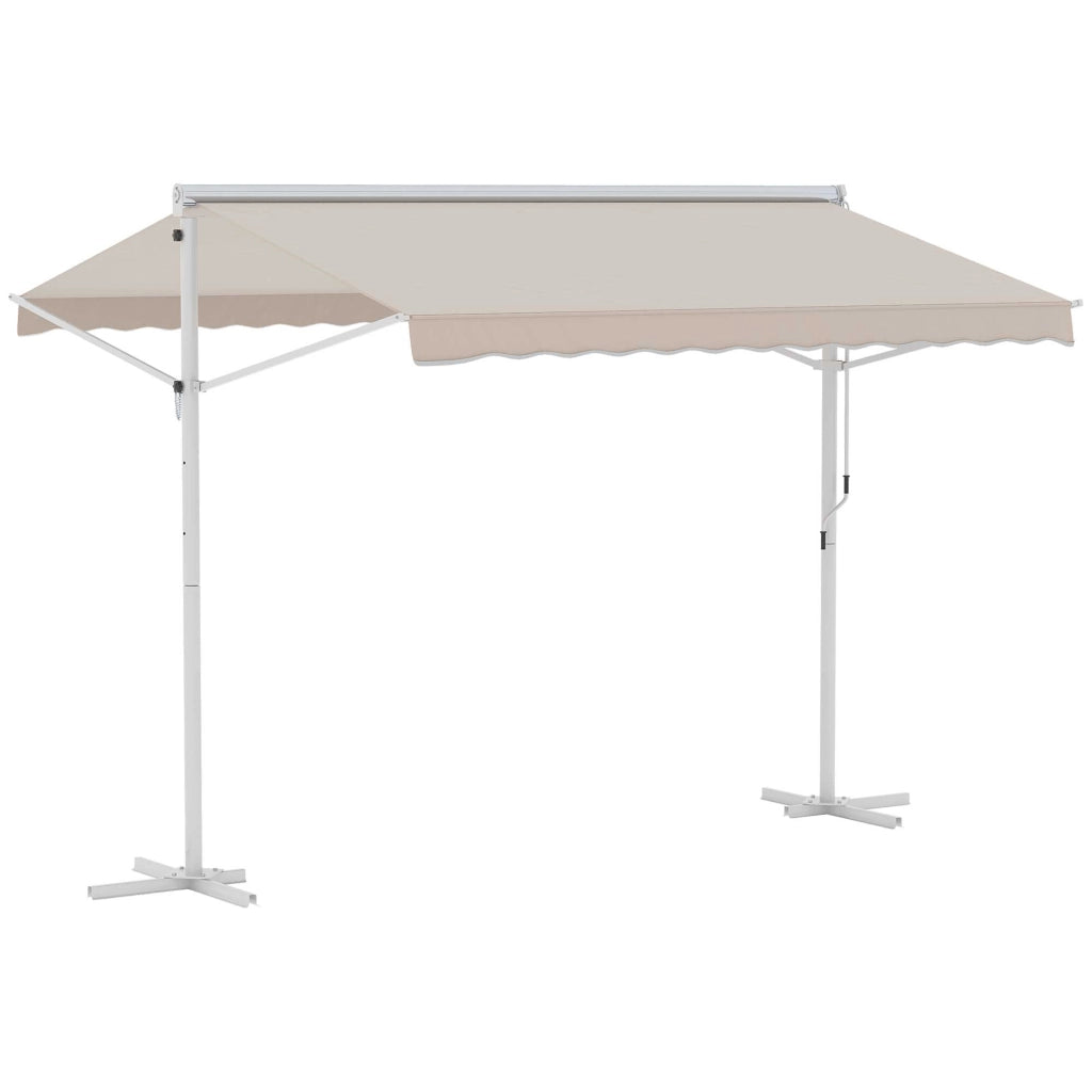 Tende da giardino con tende a piedi 3x3m con braccio pieghevole e manovella beige ideale per patio e giardino