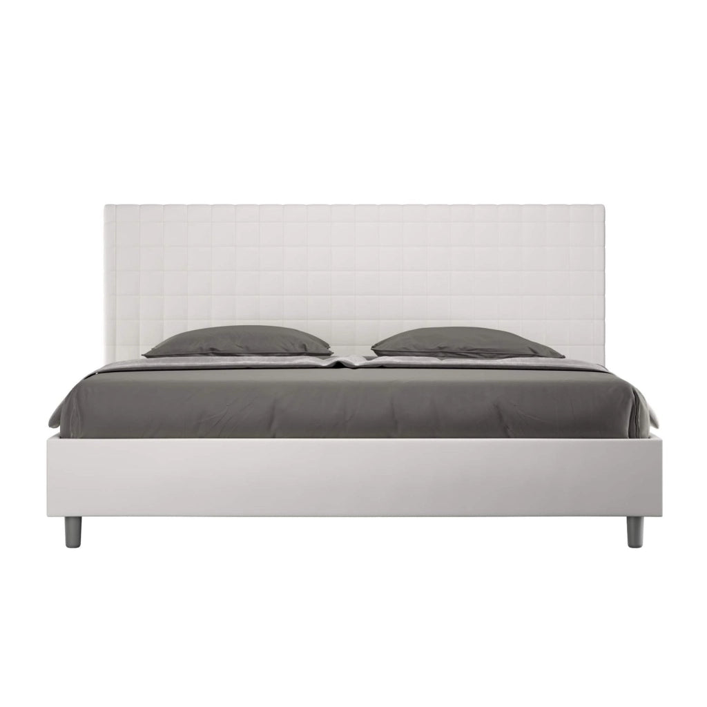 Letto con rete imbottito 180x190 similpelle bianco Sunny