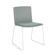 Set di 4 Sedie Impilabili con Seduta Imbottita e Gambe in Acciaio - AMARA