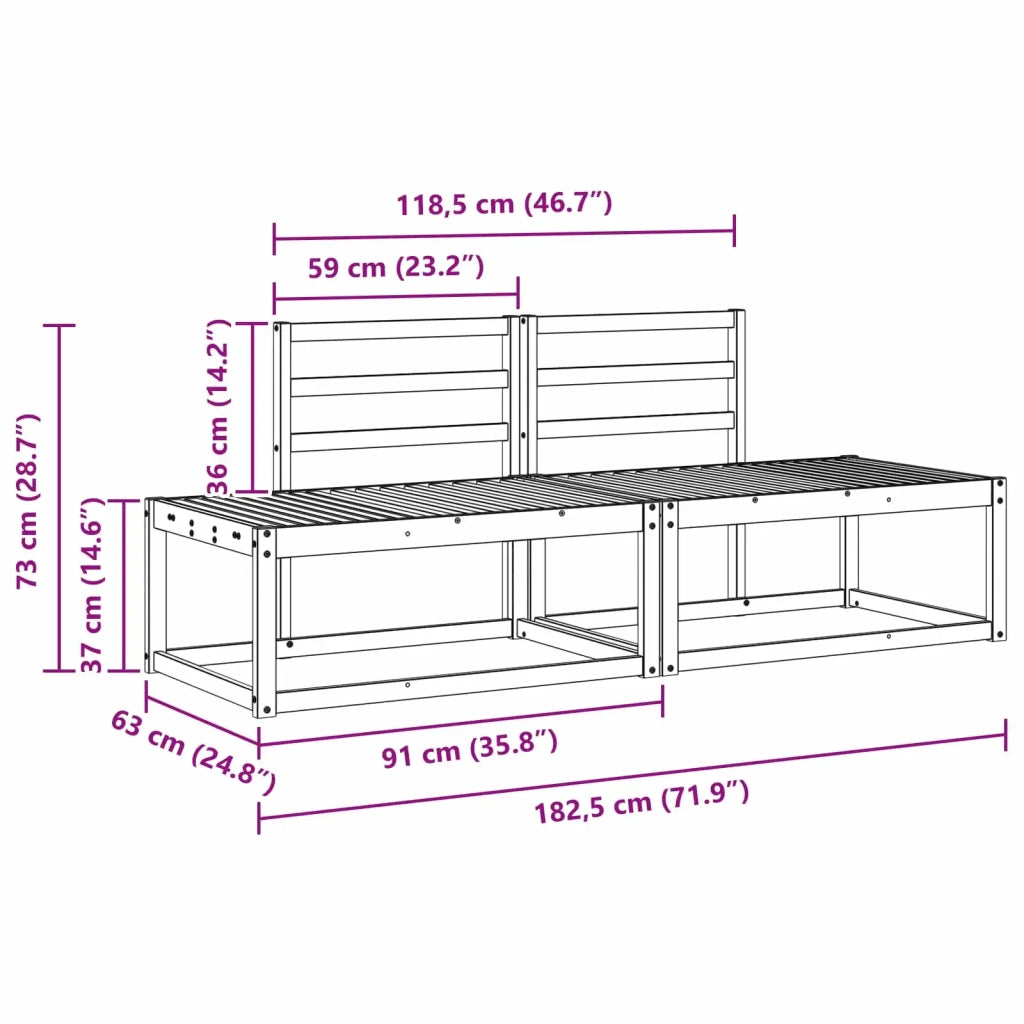 Set di divani da esterno 2 pcs Bianco 182,5 x 63 x 73 cm 3388173
