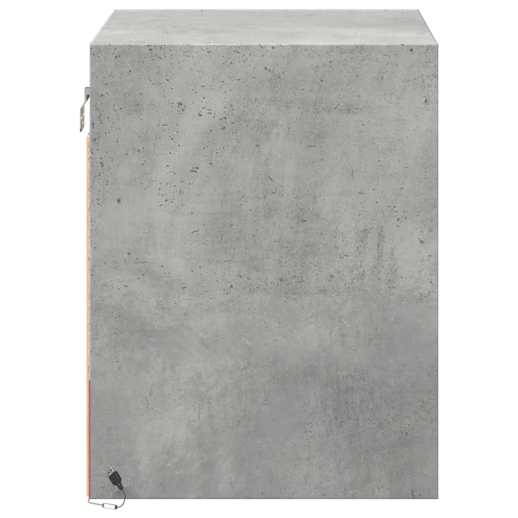 Comodini a Parete con Luci LED 2 pz Grigio Cemento
