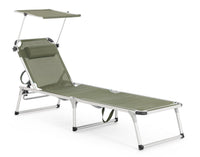 Set 4 Lettini Prendisole da Giardino con Tettuccio 58x193x76 cm in Alluminio Cayo Olive