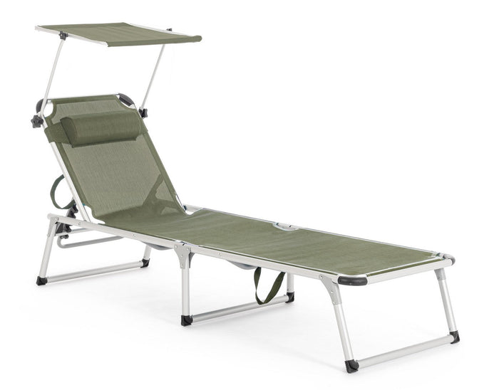 Set 4 Lettini Prendisole da Giardino con Tettuccio 58x193x76 cm in Alluminio Cayo Olive