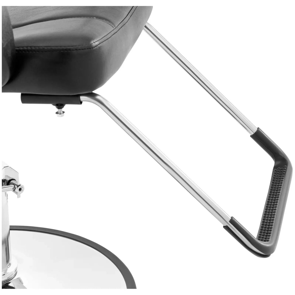 Poltrona da barbiere con poggiapiedi 64 cm 170 kg acciaio PU nero schiuma nera 14_0008941