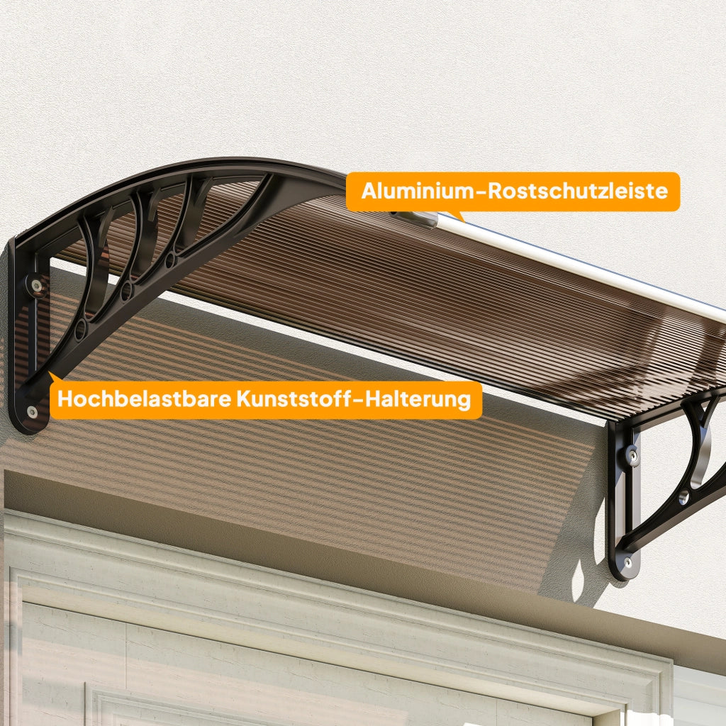 Tettoia per Porta d'Ingresso ¨C Minimal ¨C 75x100 cm Marrone in Policarbonato