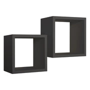 Set di 2 Mensole da Muro Modello Q-BIS MAXI, Cubi Arredo, Mensole Cubo, Cubi da Parete. Misure 35x35 p23.7 cm e 31x31 p23.7 cm. Finitura  NERO - MADE IN ITALY