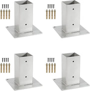 Set di 4 piedini quadrati, 70 × 70 mm, altezza 15 cm, supporto quadrato, piastra di sostegno per cancelli