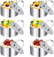 Set di 6 anelli di cottura in acciaio inox - Anello per cottura - Anello per dessert - Anelli per cottura - Forma - Acciaio inossidabile - Forma per dessert - Forma per cottura - Dimensioni 8x4 cm