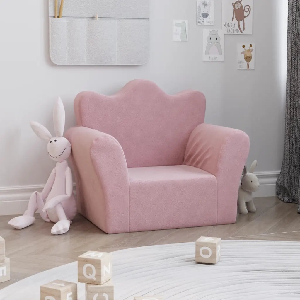 Divano per Bambini-Sofa-Divanetto Rosa in Morbido Peluche 522880