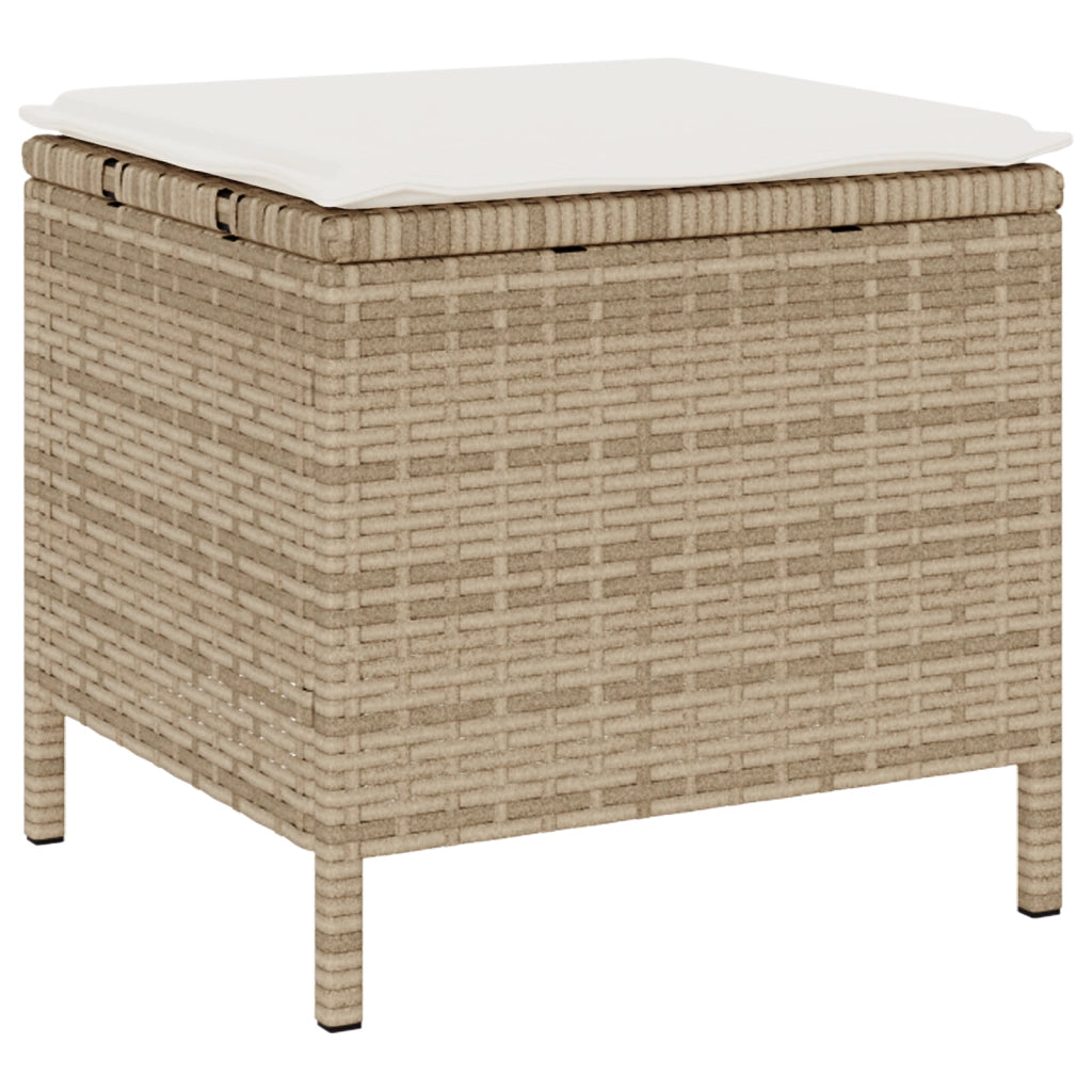 Set da Pranzo da Giardino 3 Pezzi con Cuscini Beige in Rattan e Acacia