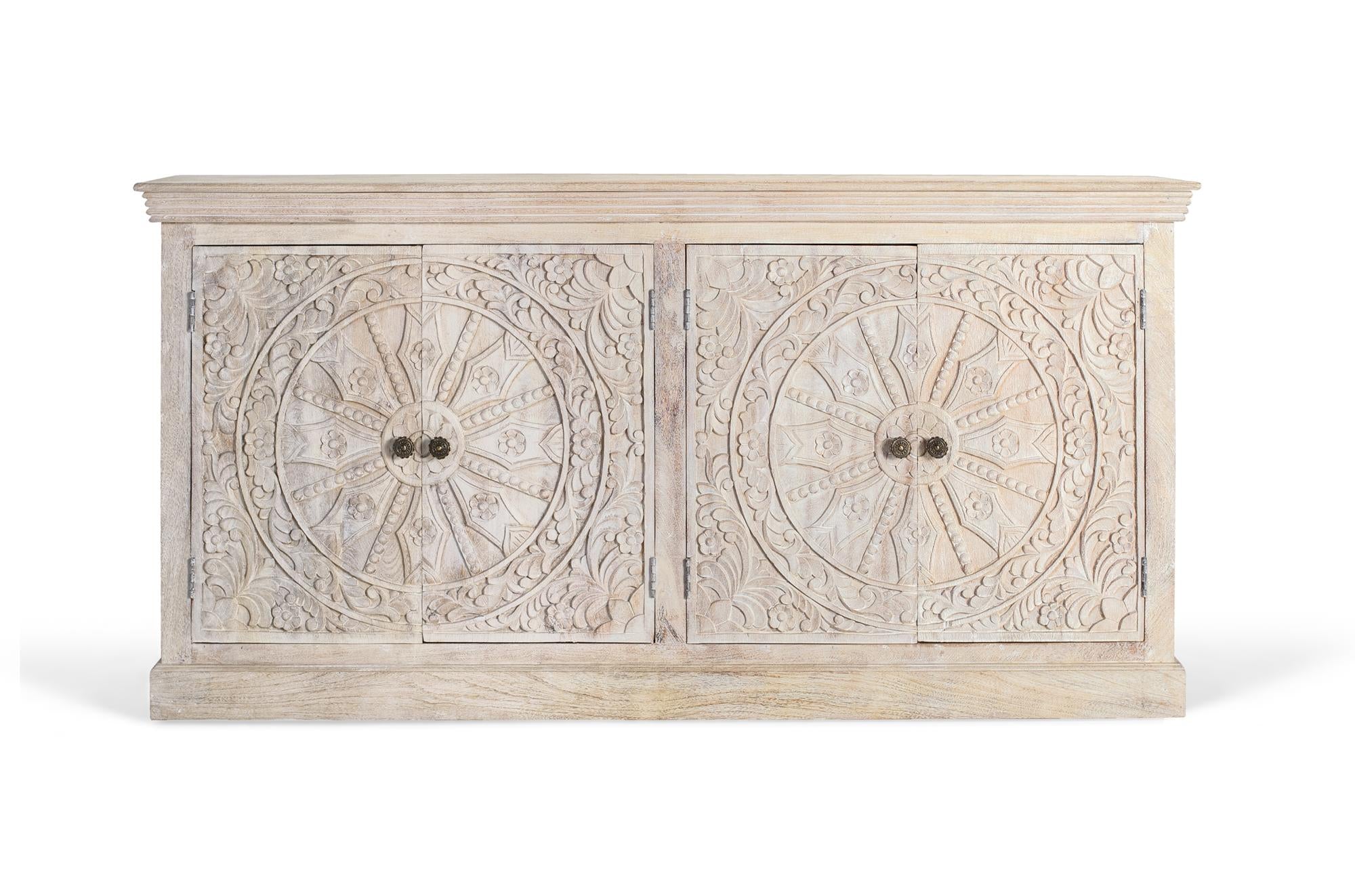 Credenza a quattro ante realizzata a mano in legno di mango