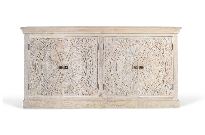 Credenza a quattro ante realizzata a mano in legno di mango