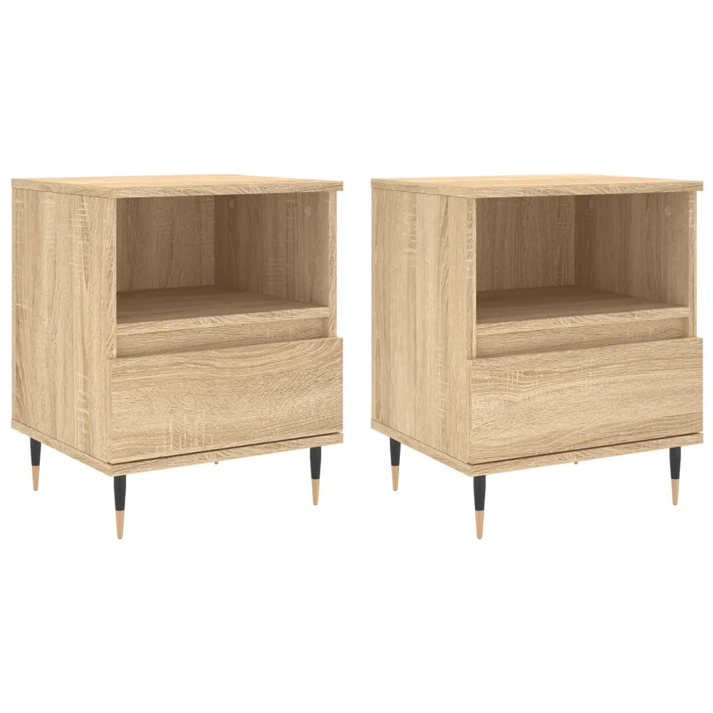 Set di 2 Comodini | Armadio da Notte | Mobiletto da notte Rovere Sonoma 40x35x50 cm in Legno Multistrato