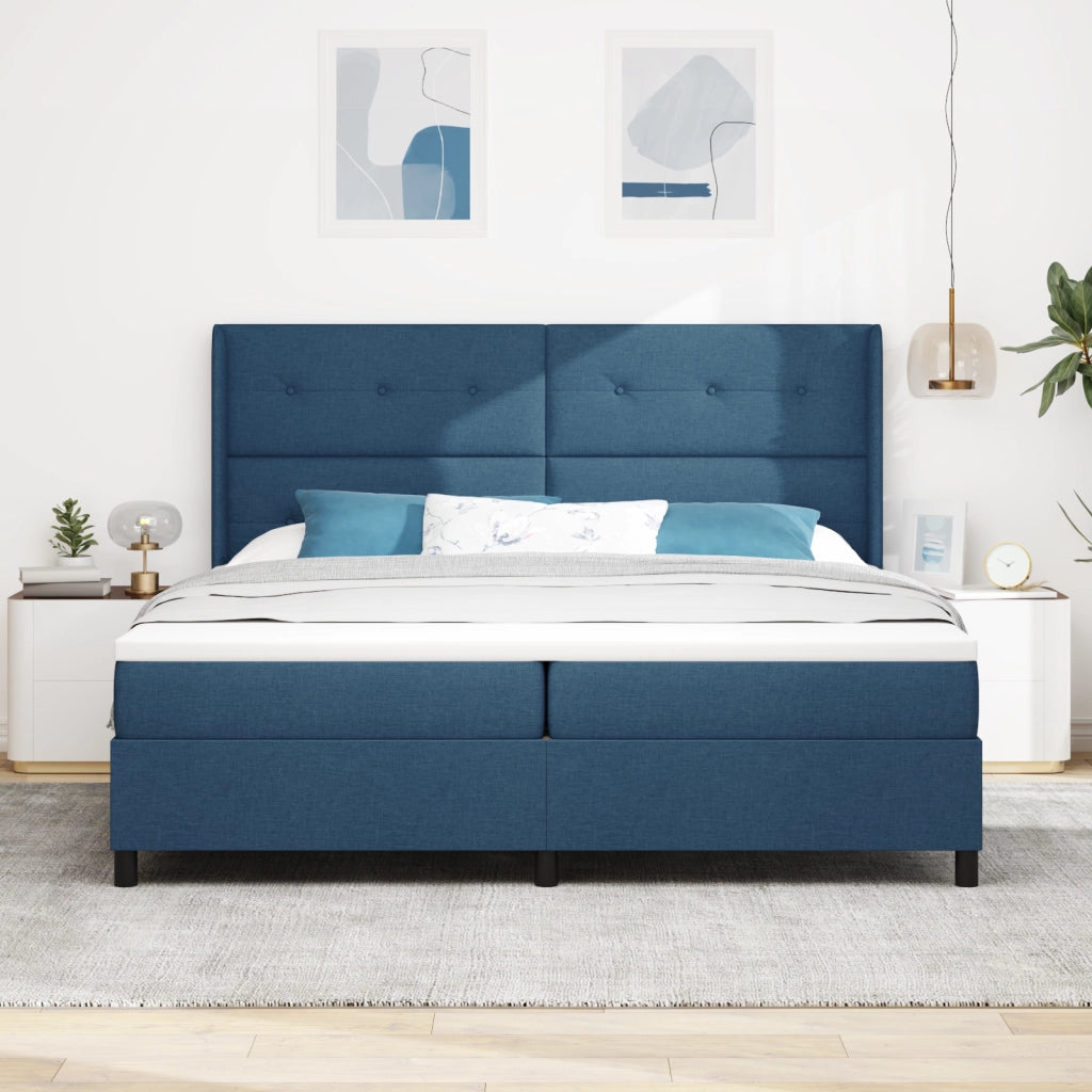 Letto a Box Spring  con Materasso e LED Blu 200x200 cm Tessuto
