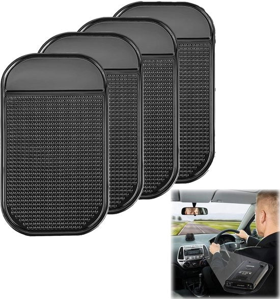 Matte antiscivolo per smartphone, mattoncini antiscivolo per auto, mattoncini antiscivolo per cruscotto, mattoncini antiscivolo per auto, per la conservazione di smartphone, chiavi, occhiali da sole, monete, 4 pezzi (14 * 8 cm)