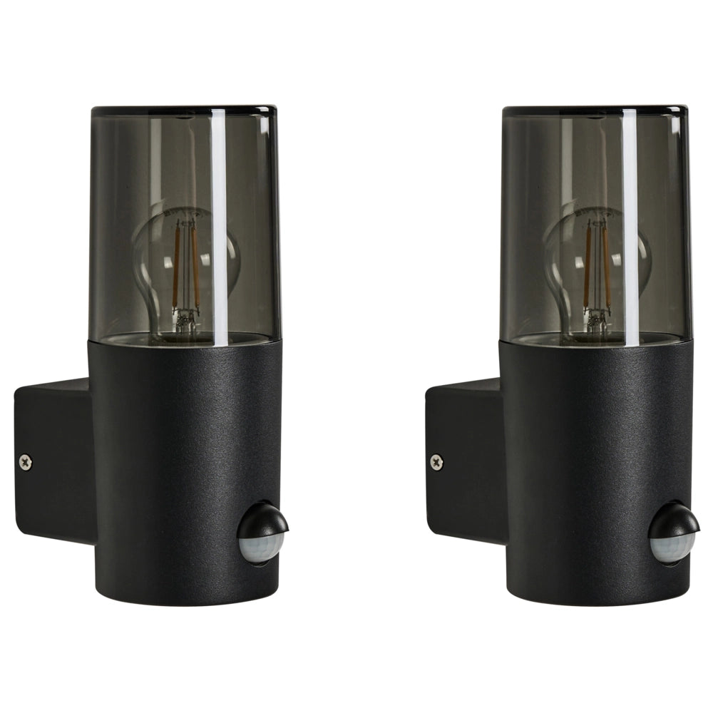 Set di 2 applique da esterno con sensore di movimento in alluminio nero stile moderno