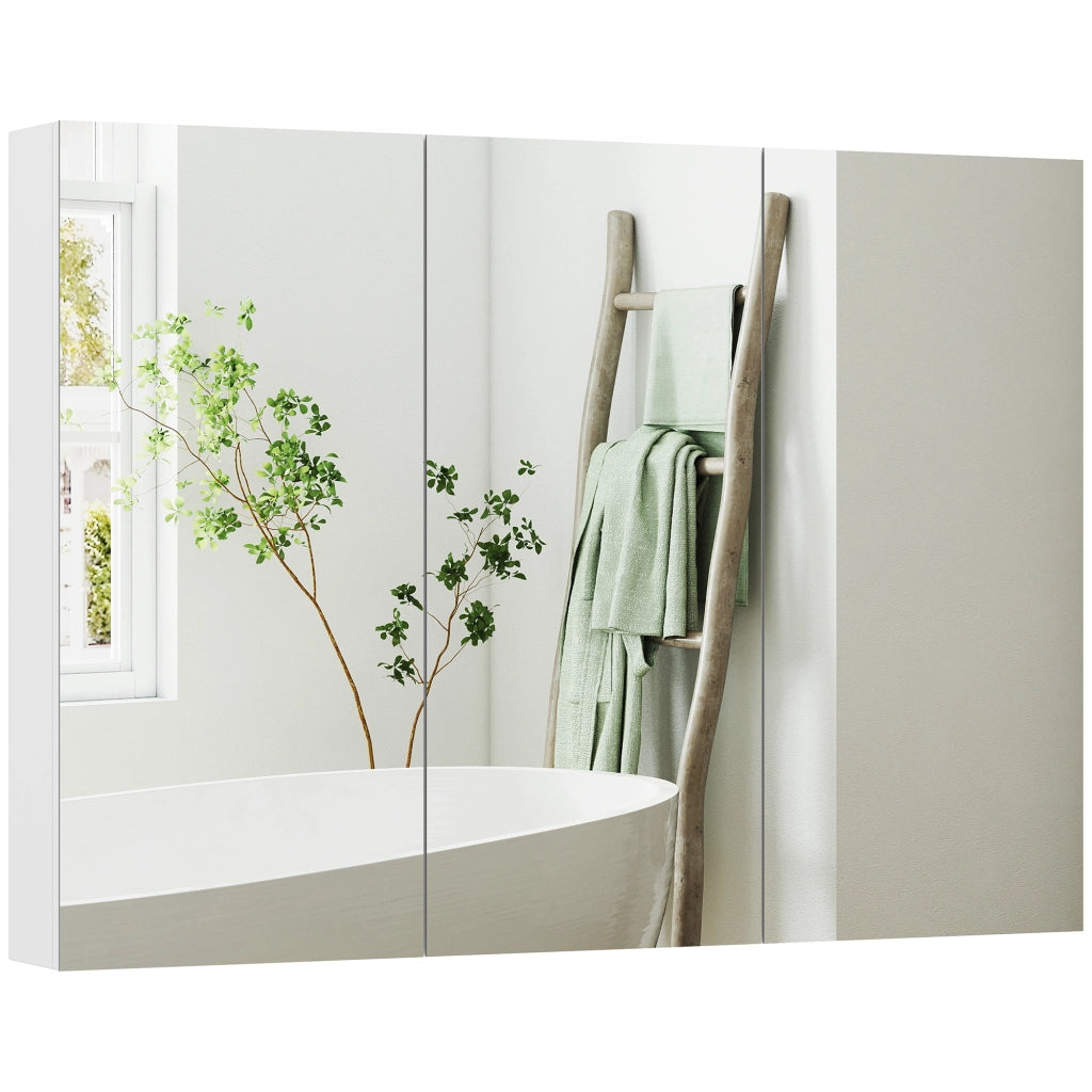 Armadietto da bagno con specchio e ante ¨C Minimal ¨C bianco 91.5x11.5x65cm