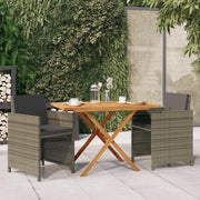 Set da Pranzo per Giardino 3 pz con Cuscini Grigiocod mxl 117403