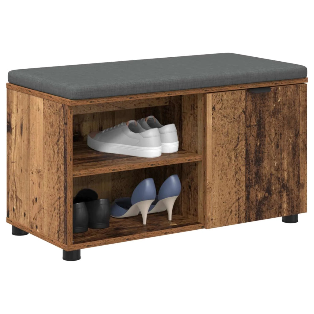 Panca per ingresso con cuscino-Sgabello-Panca da Corridoio Legno vecchio 80 x 38 x 46 cm 240356