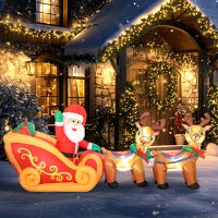 Babbo Natale Gonfiabile con Slitta e Renne da 2.4m con 6 Luci LED e Gonfiatore per Esterni e Interni