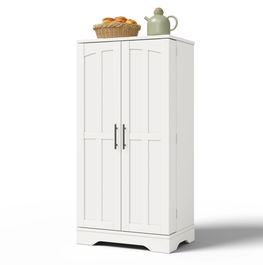 Credenza alta 120x60x40 cm con luce LED sensore; ripiani regolabili in MDF bianco