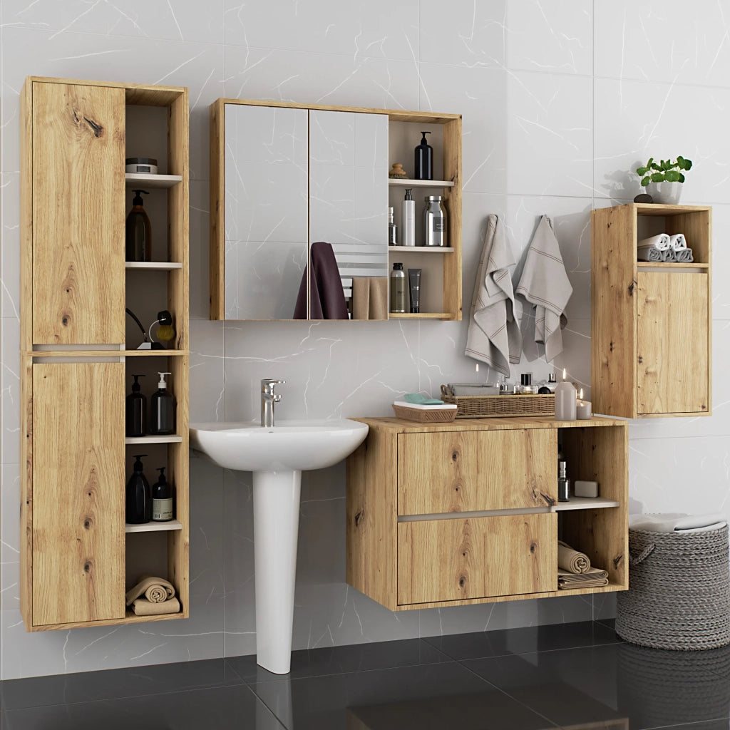 Mobile bagno sospeso VAMI Rovere Artisan, Cashmere 35 cm 1 anta 35x30x80 cm