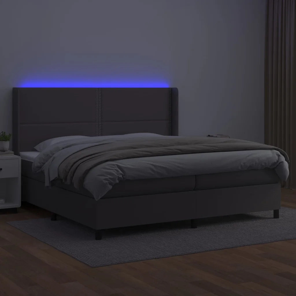 Giroletto Molle con Materasso e LED Grigio 200x200cm Similpelle 3139347