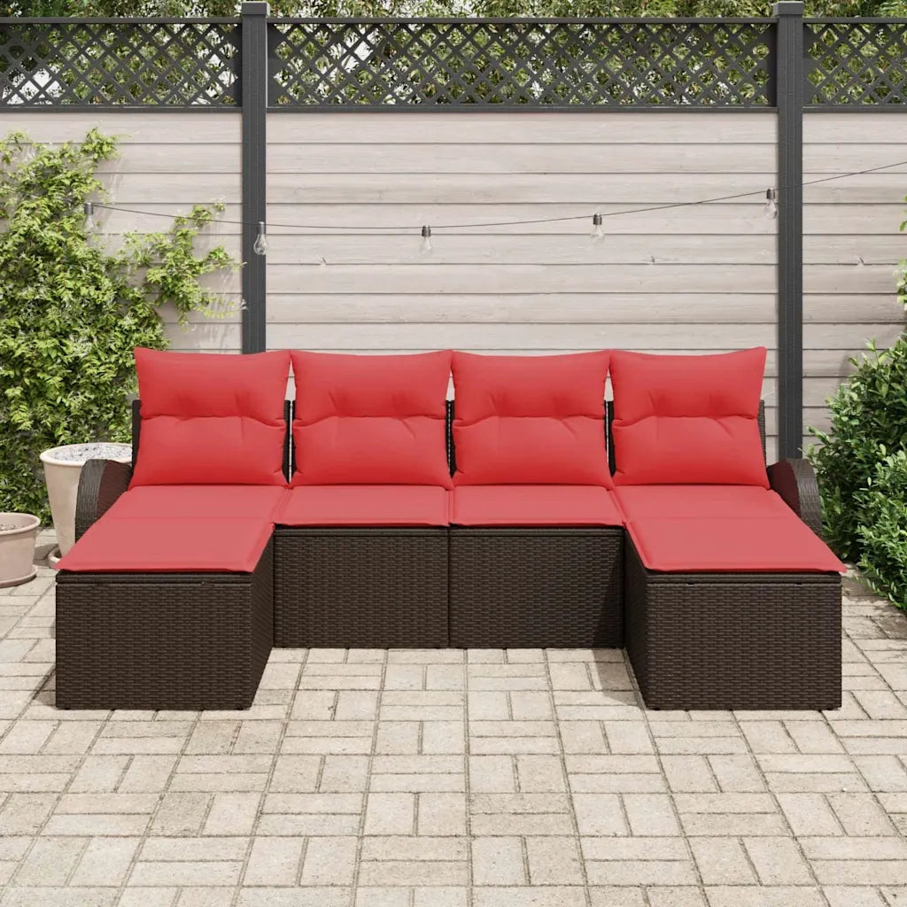Set Divano da Giardino 6 pcs Marrone Rattan in Polipropilene 3346154