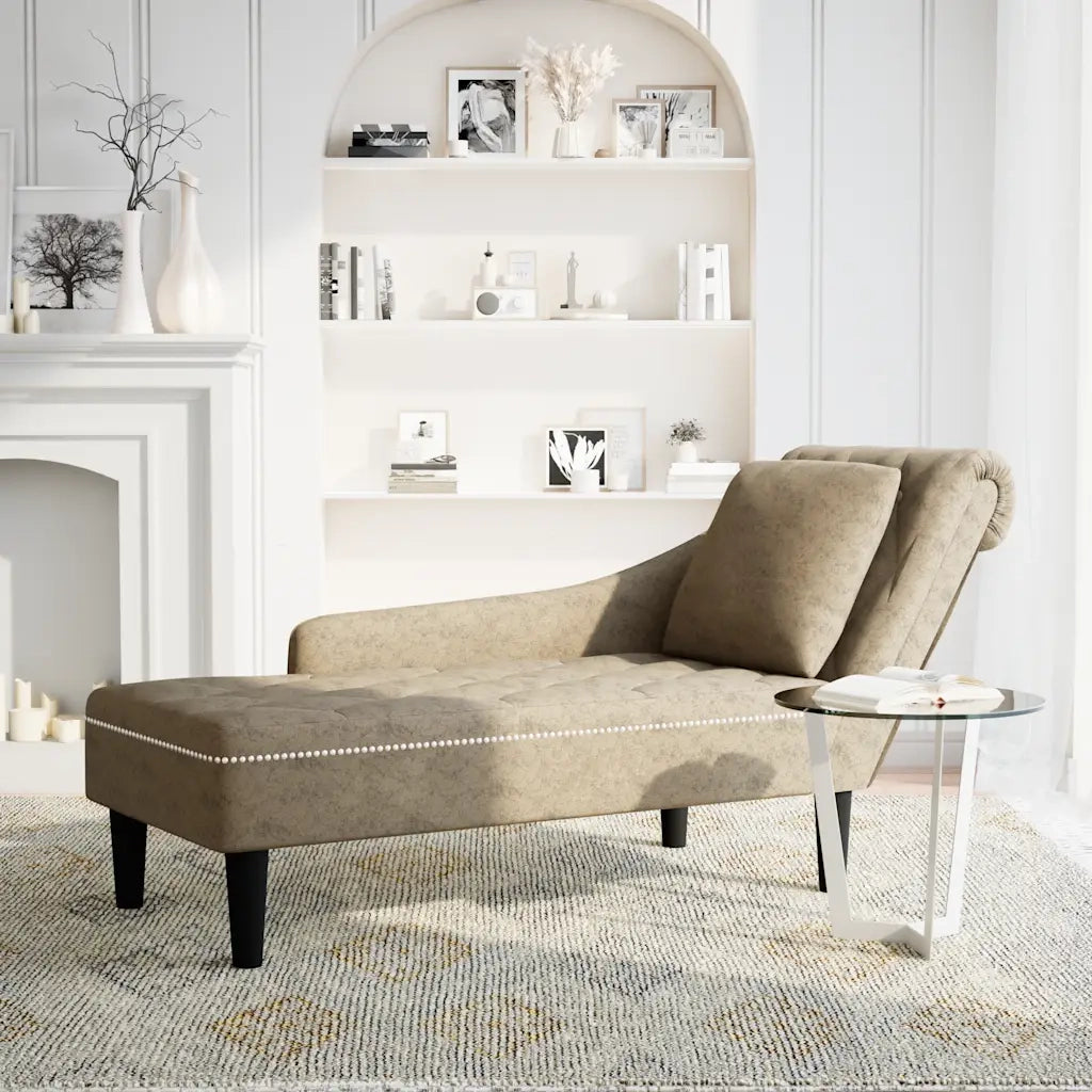 Sdraio con Cuscino e Bracciolo Destro Similpelle Grigio Chiaro CFW6409025
