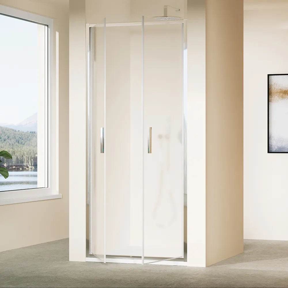 Porta doccia 75cm con apertura saloon profili slim cromati vetro 6mm opaco h190 | Portofino