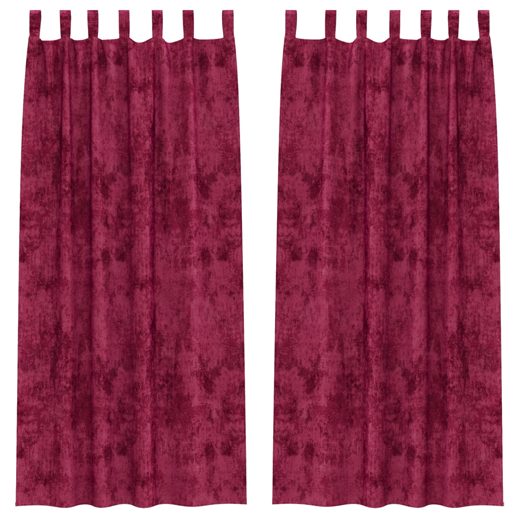 Tende di velluto 2 pz con occhielli Borgogna 245x140 cm