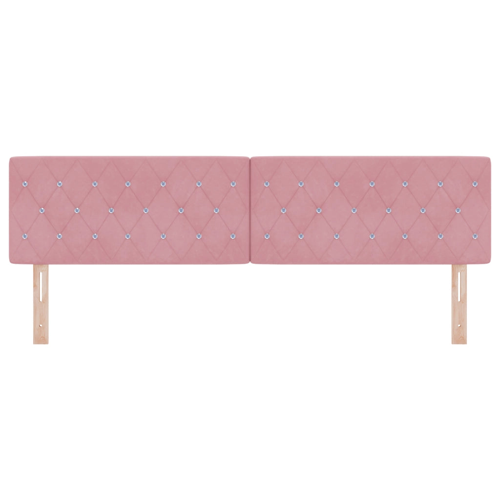 Testata LED con Bottoni in Cristallo Rosa 90 cm Velluto