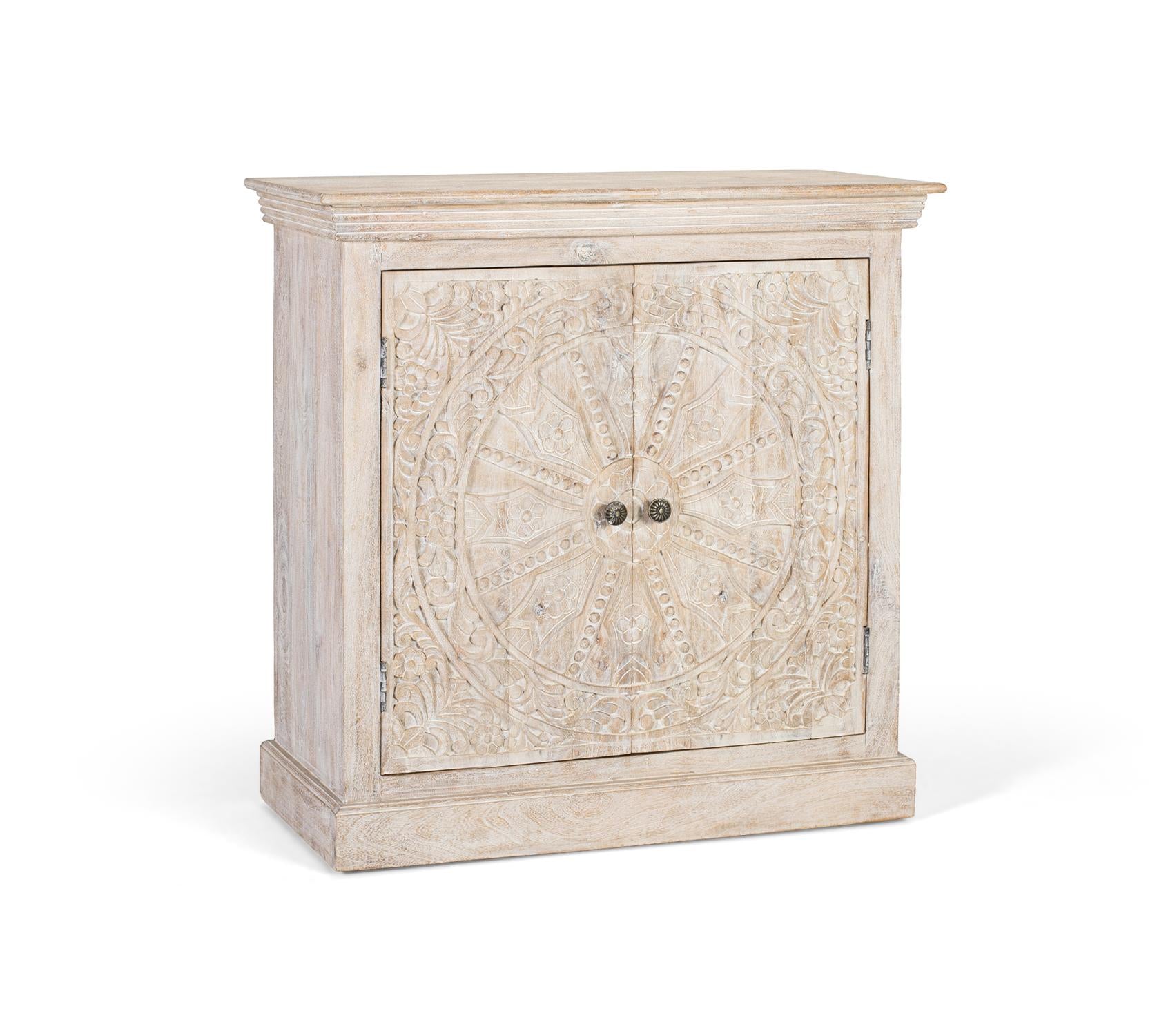 Credenza a due ante realizzata a mano in legno di mango