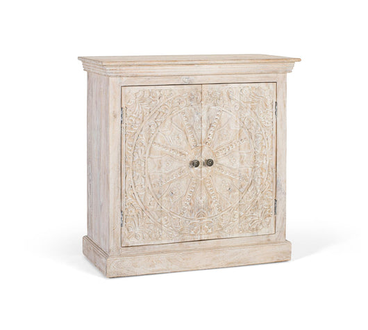 Credenza a due ante realizzata a mano in legno di mango