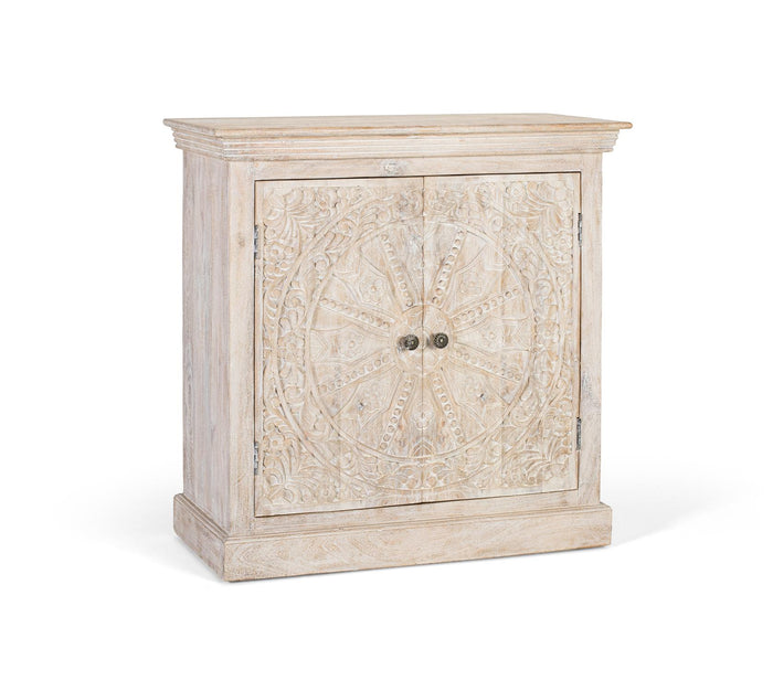 Credenza a due ante realizzata a mano in legno di mango