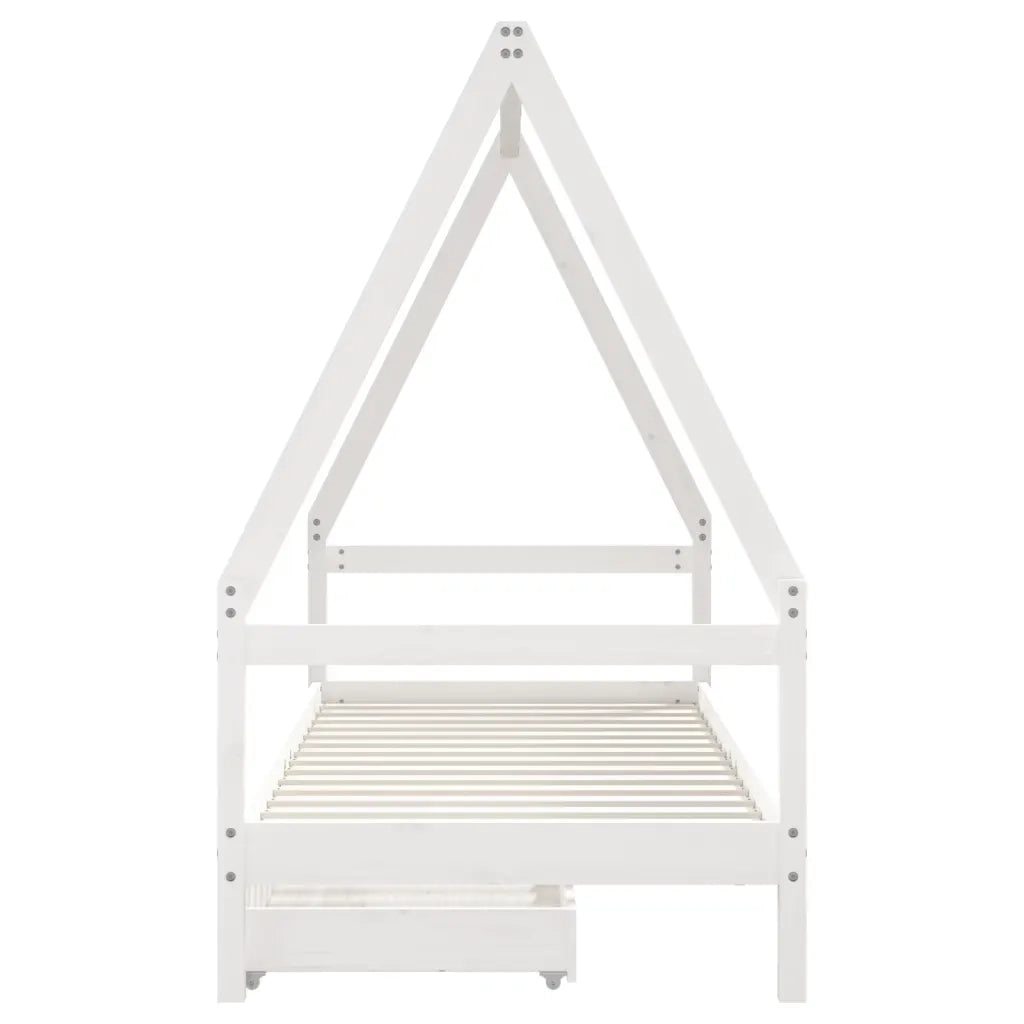 Giroletto Bambini con Cassetti-Struttura Letto Bambini Bianco 80x200cm Massello di Pino 164762