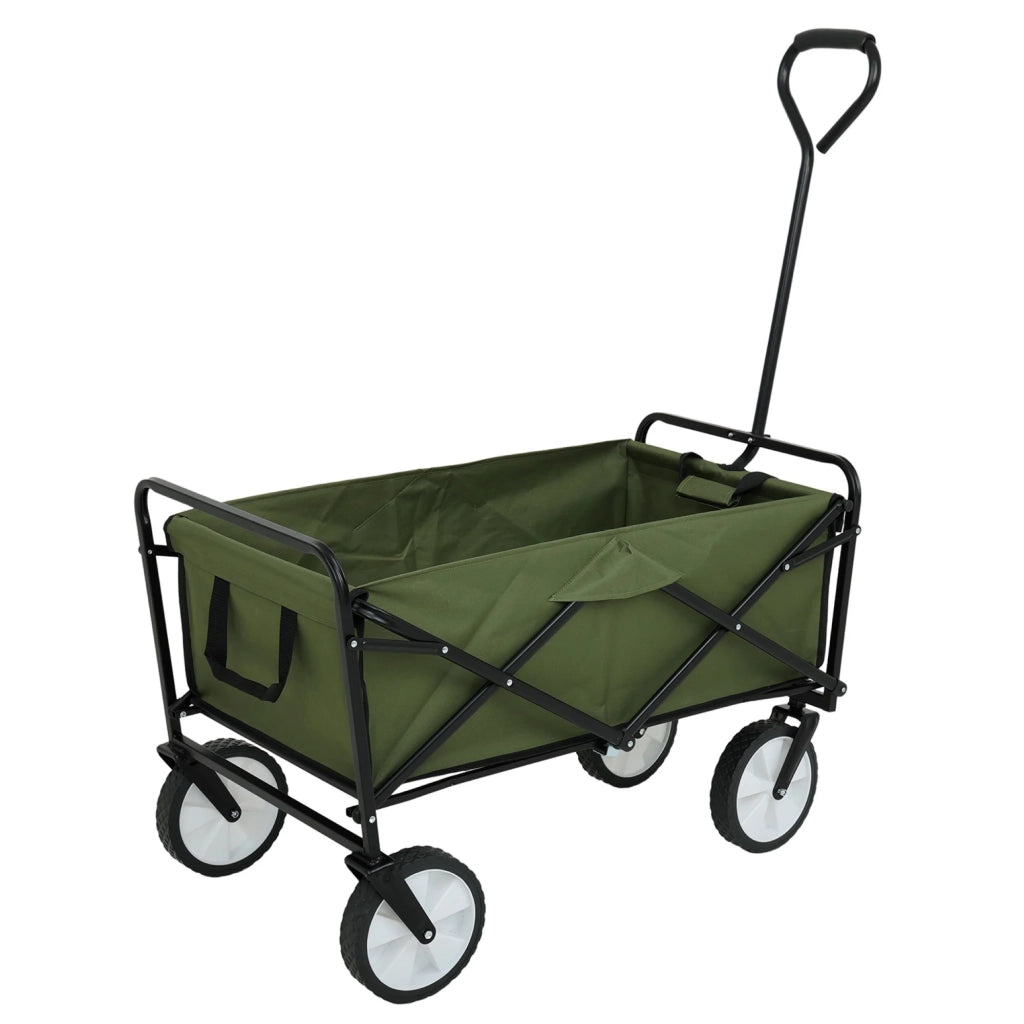 Carrello da Spiaggia Pieghevole TYRS con Ruote in Plastica, Portata Massima 120 kg, Colore Verde
