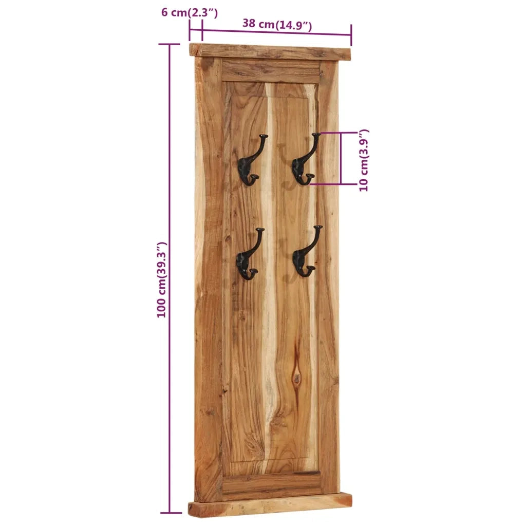 Appendiabiti 2 pz in Legno Massello di Acacia 38x100 cm 337854