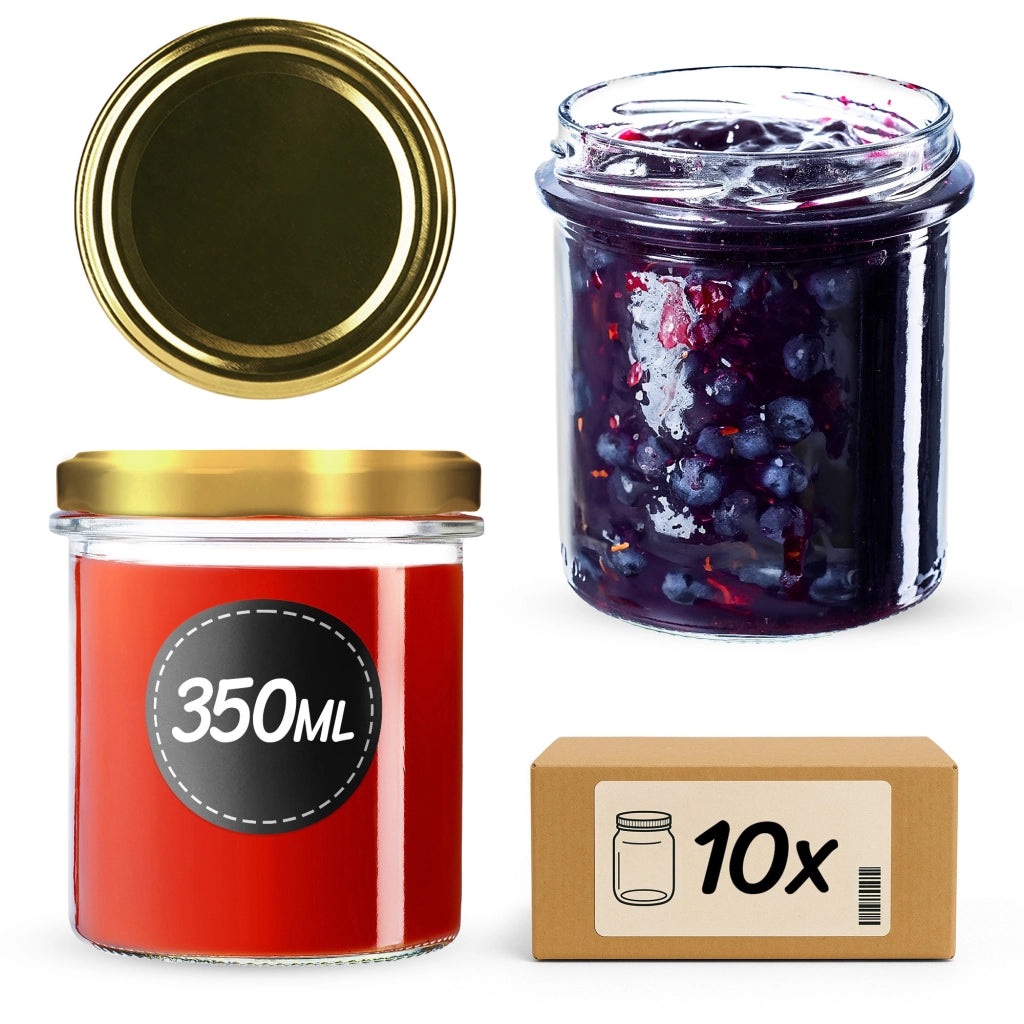 Barattoli di vetro KADAX Avila 350 ml 10 pezzi 82 mm + coperchi dorati
