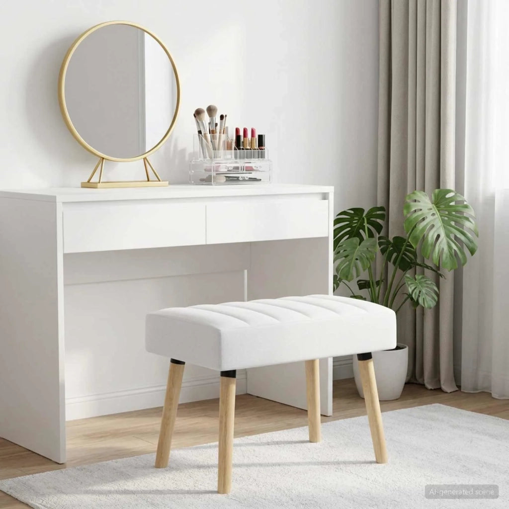 Panchina trapuntata a canale Bianco 60 x 40 x 45 cm Tessuto 42038470