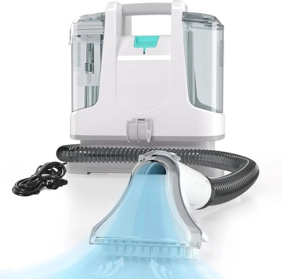 Pulitore di macchie - Pulitore portatile - Pulitore di tappeti - Macchina di pulizia - Pulitore di divani - 400 W - Pulitore portatile - Bianco/grigio - 85 dB - Ideale per scale - Mobili rivestiti - Sedili per auto e tappeti - 28,5 x 15 x 26,5 cm
