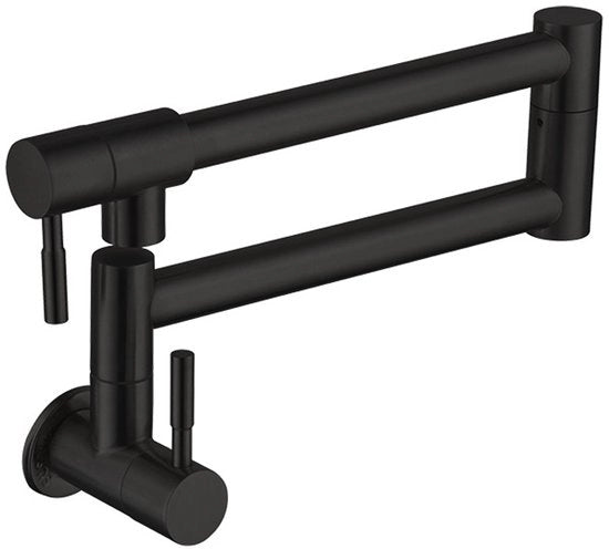 Mangiatutto per parete, rubinetto pieghevole, mangiatutto con un foro, acciaio inox liscio, un rubinetto per acqua fredda, nero.