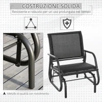 Panchina a Dondolo da Giardino a un Posto in Metallo e Tessuto a Rete Traspirante, 66x70x85cm, Nero e Grigio Scuro