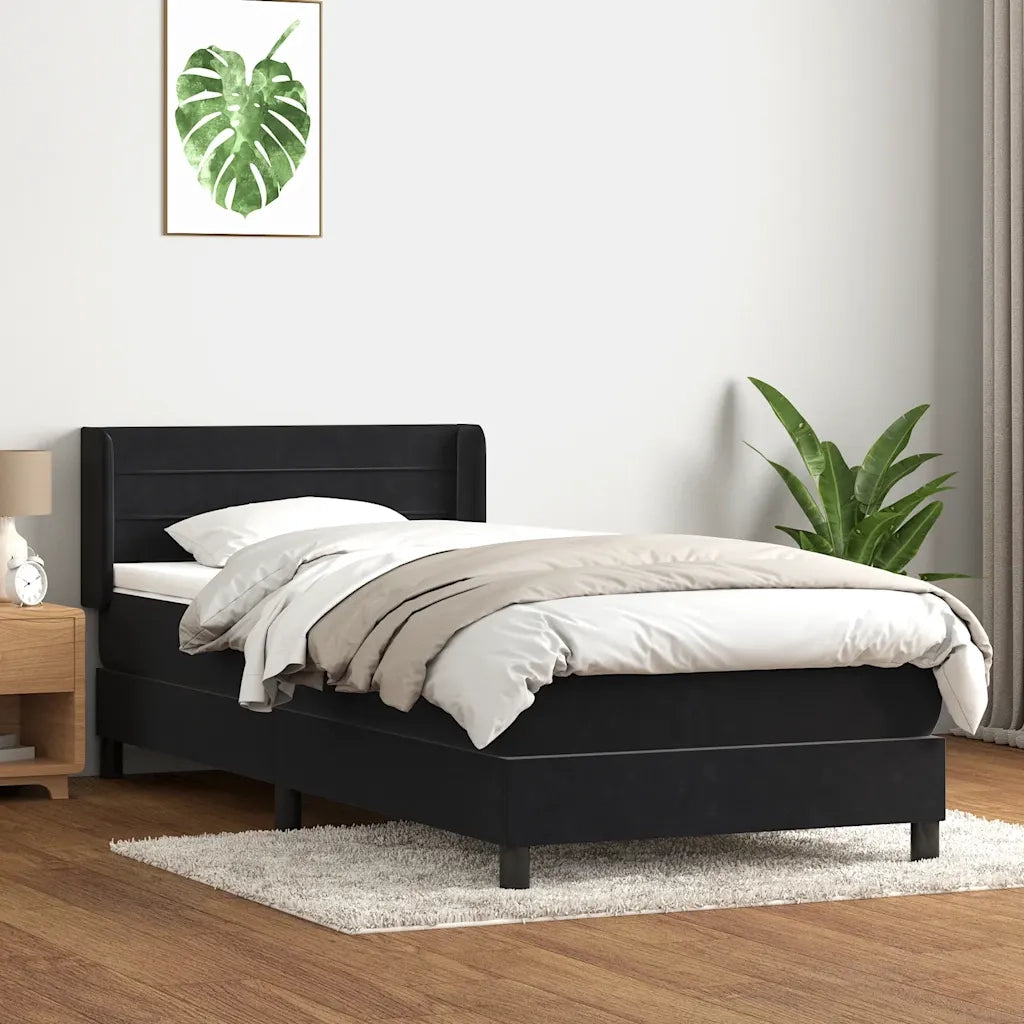 vidaXL Giroletto a Molle con Materasso Nero 90x210 cm in Velluto